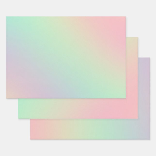 Soft Chic Pastel Ombre Gradient Wrapping Paper Sheet (Set)