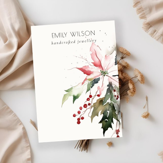 Soft Christmas Poinsettia Blank Jewellery Display Business Card (Creator Uploaded)