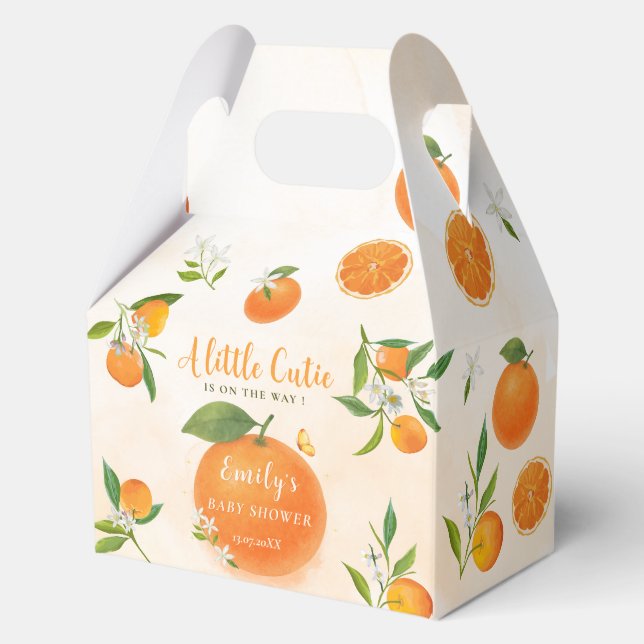 Soft Citrus Blossom Cute Orange Baby Shower Favor Box (Front)