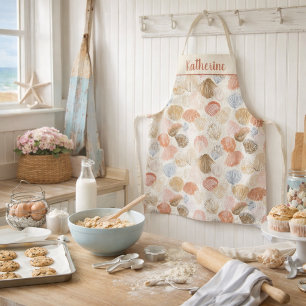 Soft Coastal Seashell Beach Pattern Apron