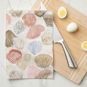 Soft Coastal Seashell Beach Pattern Kitchen Towel