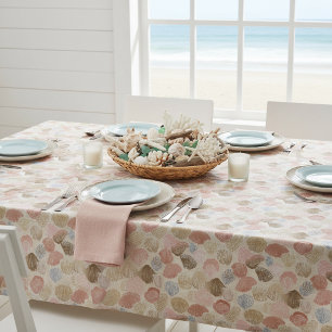 Soft Coastal Seashell Beach Pattern Tablecloth