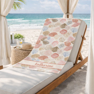 Soft Coastal Seashell Beach Pattern Towel