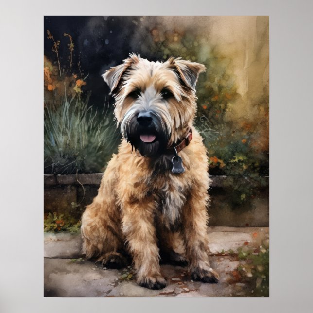 Soft Coated Wheaten Dog Art Print Poster (Front)