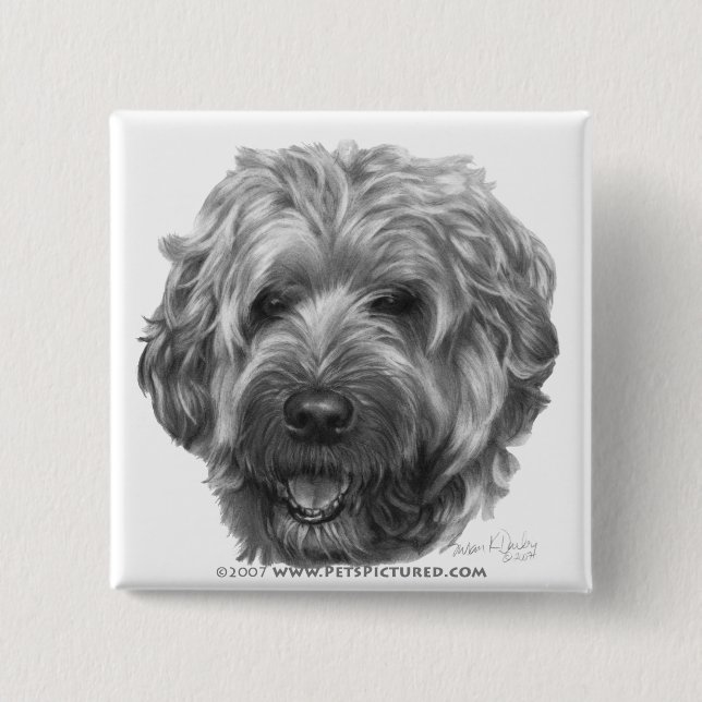 Soft-Coated Wheaten Terrier 2 Inch Square Button (Front)
