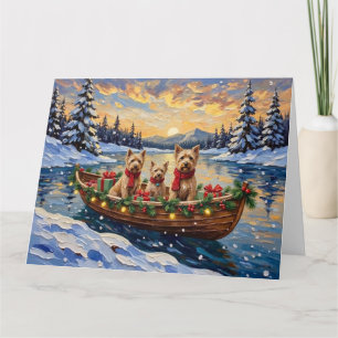 Soft Coated Wheaten Terrier Christmas Boat Holiday Card