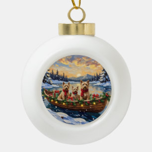 Soft Coated Wheaten Terrier Christmas Boat Holiday Ceramic Ball Christmas Ornament