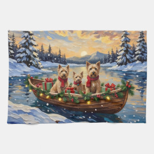 Soft Coated Wheaten Terrier Christmas Boat Holiday Kitchen Towel