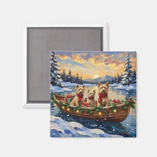 Soft Coated Wheaten Terrier Christmas Boat Holiday Magnet