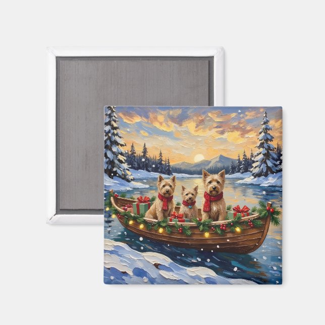 Soft Coated Wheaten Terrier Christmas Boat Holiday Magnet (Front/Back)