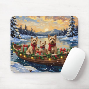 Soft Coated Wheaten Terrier Christmas Boat Holiday Mouse Pad