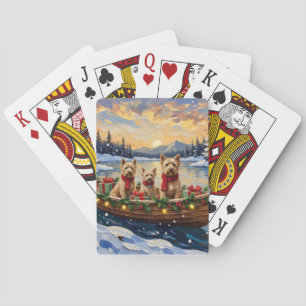 Soft Coated Wheaten Terrier Christmas Boat Holiday Playing Cards
