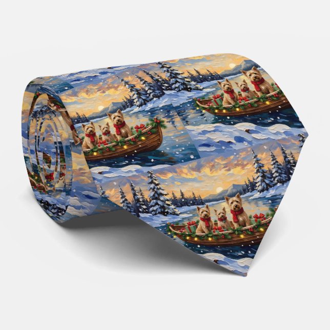 Soft Coated Wheaten Terrier Christmas Boat Holiday Tie (Rolled)