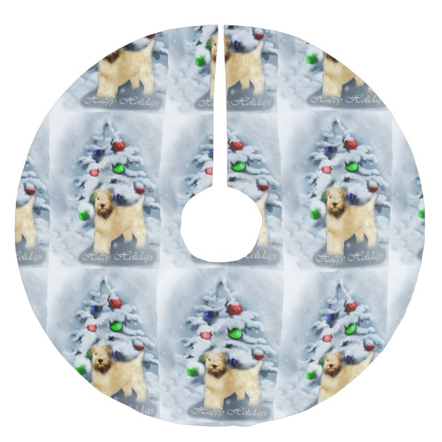 Soft Coated Wheaten Terrier Christmas Brushed Polyester Tree Skirt (Front)