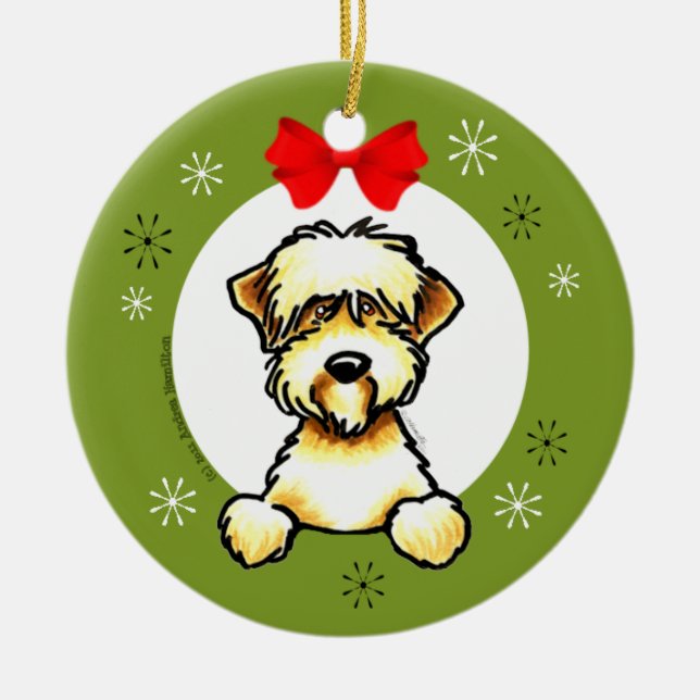 Soft Coated Wheaten Terrier Christmas Classic Ceramic Ornament (Front)