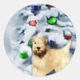 Soft Coated Wheaten Terrier Christmas Classic Round Sticker