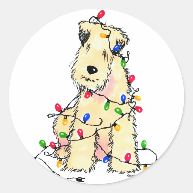 Soft Coated Wheaten Terrier - Christmas Classic Round Sticker (Front)