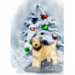 Soft Coated Wheaten Terrier Christmas Photo Sculpture Ornament<br><div class="desc">Beautiful Soft Coated Wheaten Terrier holiday art. The Wheaten is adorable aside a decorated woodland christmas tree. Cards,  ornaments,  and apparel. Lots of gift ideas for dog lovers to make the gift giving holiday extra special.</div>