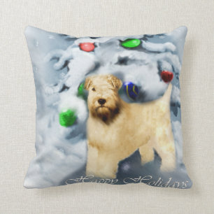 Soft Coated Wheaten Terrier Christmas Throw Pillow
