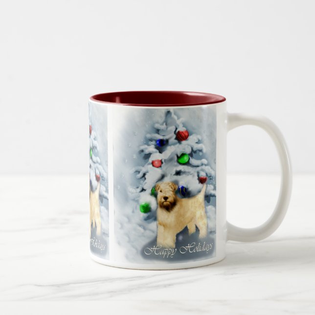 Soft Coated Wheaten Terrier Christmas Two-Tone Coffee Mug (Right)