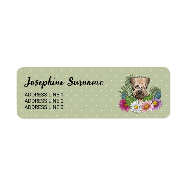 Soft-Coated Wheaten Terrier Colourful Flowers Gree (Front)