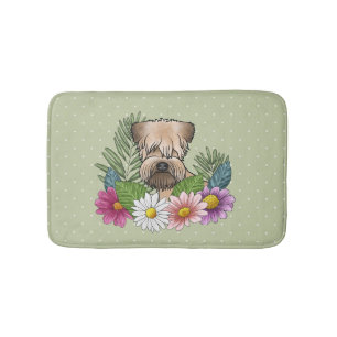 Soft-Coated Wheaten Terrier Colourful Flowers Gree Bath Mat