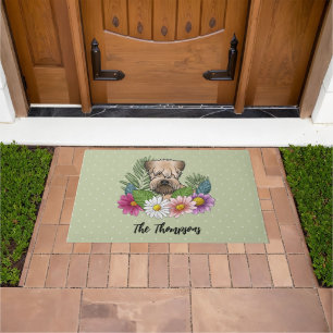 Soft-Coated Wheaten Terrier Colourful Flowers Gree Doormat