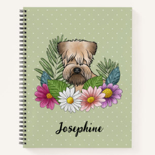 Soft-Coated Wheaten Terrier Colourful Flowers Gree Notebook