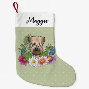 Soft-Coated Wheaten Terrier Colourful Flowers Gree Small Christmas Stocking