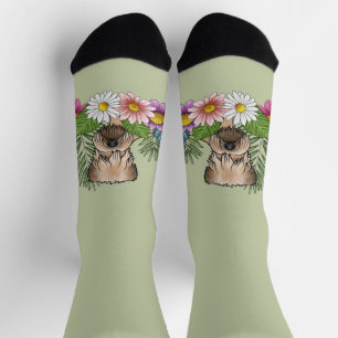 Soft-Coated Wheaten Terrier Colourful Flowers Gree Socks
