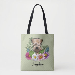 Soft-Coated Wheaten Terrier Colourful Flowers Gree Tote Bag