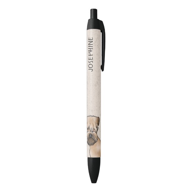 Soft-Coated Wheaten Terrier Cute Dog Head And Name Black Ink Pen (Bottom (Vertical))