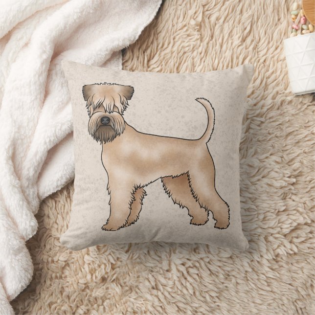 Soft-Coated Wheaten Terrier Cute Dog On Beige Throw Pillow (Blanket)