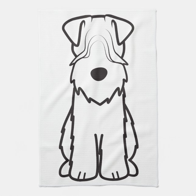 Soft Coated Wheaten Terrier Dog Cartoon Kitchen Towel (Vertical)