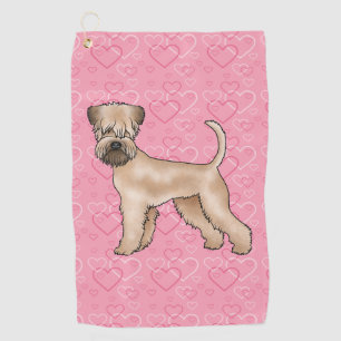 Soft-Coated Wheaten Terrier Dog Heart Pattern Pink Golf Towel