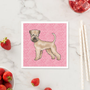 Soft-Coated Wheaten Terrier Dog Heart Pattern Pink Napkin