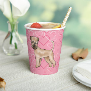 Soft-Coated Wheaten Terrier Dog Heart Pattern Pink Paper Cups