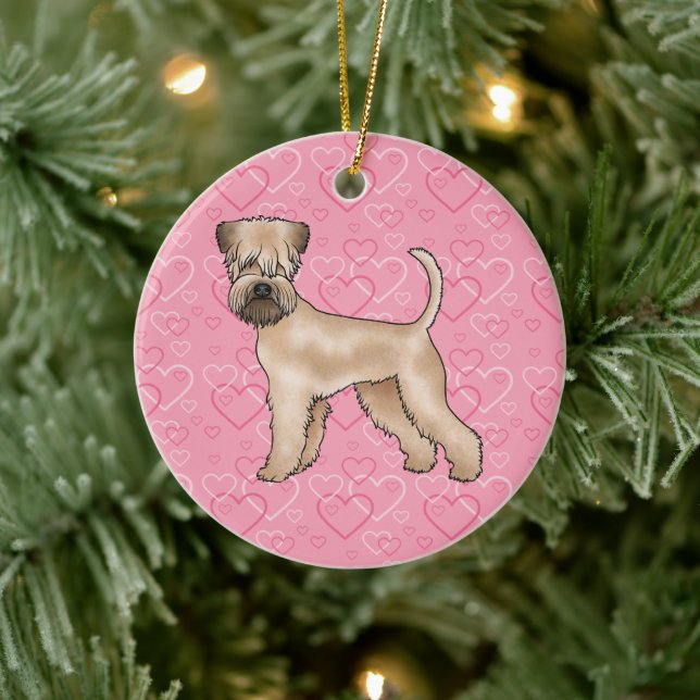 Soft-Coated Wheaten Terrier Dog Love Heart Pattern Ceramic Ornament (Tree)