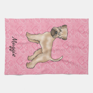 Soft-Coated Wheaten Terrier Dog Love Heart Pattern Kitchen Towel
