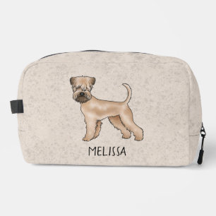 Soft-Coated Wheaten Terrier Dog On Beige With Name Dopp Kit