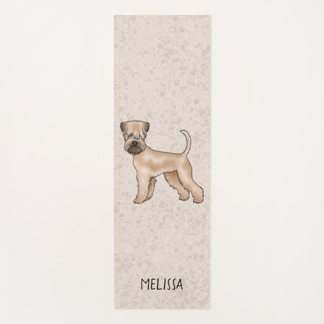 Soft-Coated Wheaten Terrier Dog On Beige With Name Yoga Mat (Front)