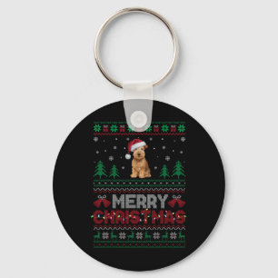 Soft Coated Wheaten Terrier Dog Santa Hat Xmas Tre Keychain