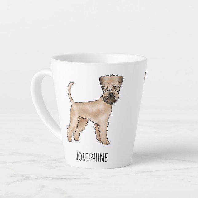Soft-Coated Wheaten Terrier Dog With Custom Name Latte Mug (Left Angle)