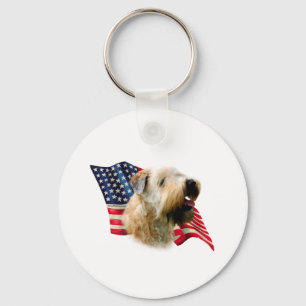 Soft Coated Wheaten Terrier Flag Keychain