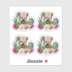 Soft-Coated Wheaten Terrier Head Colourful Flowers