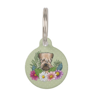 Soft-Coated Wheaten Terrier Head Colourful Flowers Pet Tag