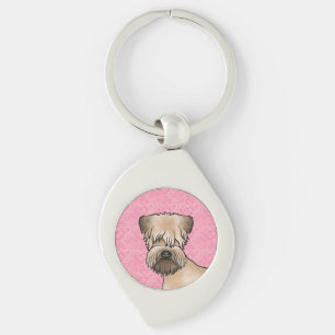 Soft-Coated Wheaten Terrier Head On Pink Hearts Keychain