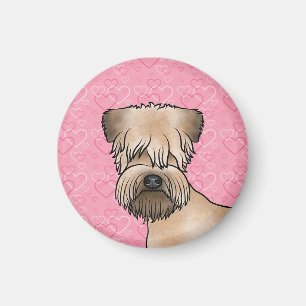 Soft-Coated Wheaten Terrier Head On Pink Hearts Magnet