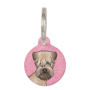 Soft-Coated Wheaten Terrier Head On Pink Hearts Pet Tag