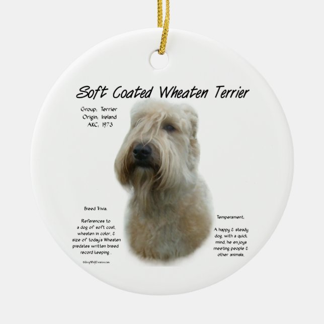 Soft Coated Wheaten Terrier History Design Ceramic Ornament (Front)